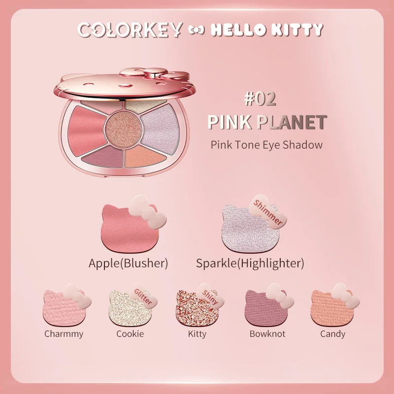 Палитра теней для век COLORKEY HelloKitty 7 цветов матовые мерцающие нюдовые макияжные