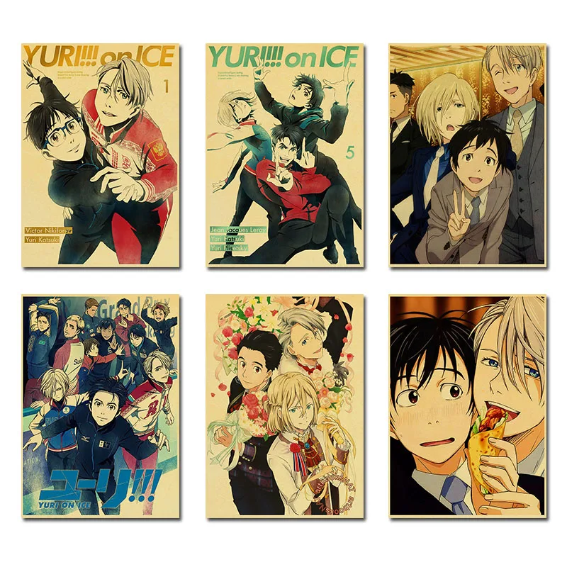 

Anime YURI on ICE Retro Poster Japanese Cartoon Canvas Painting Mural Bedroom Living Room Home Decoration