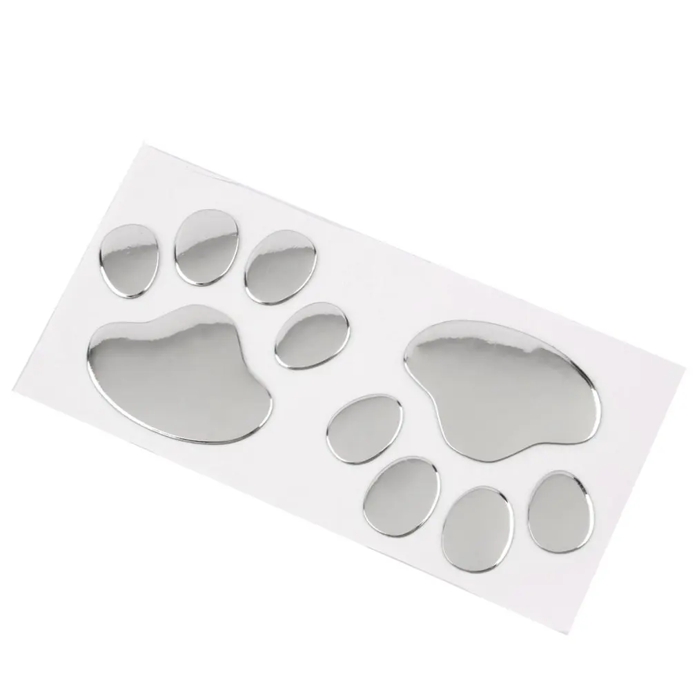 

1PC Car Styling 3D Cute Casement Silver/Gold Bumper Body Decal Sticker Bear Dog Animal Paw Foot Prints Pattern For Car Wall