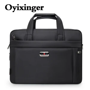 oyixinger mans business briefcase for 17 3 inch macbook dell lenovo handbag shoulder laptop bags capacity office computer bag free global shipping