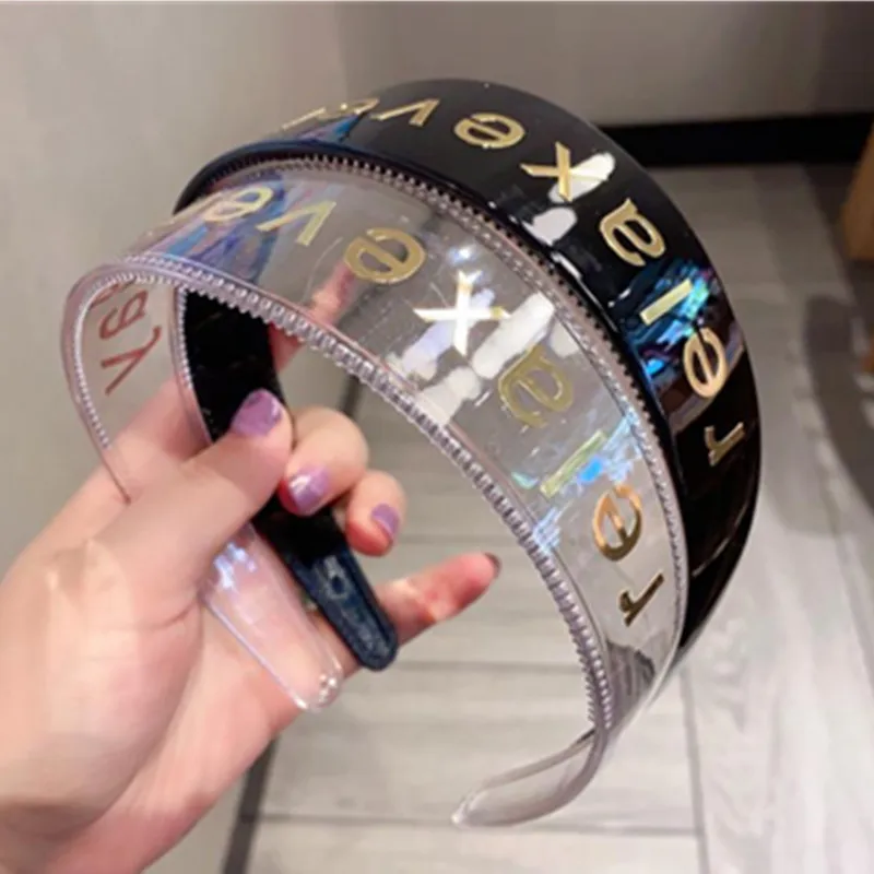 Повязка для волос Прозрачная пластиковая женская Модный ободок с надписью и