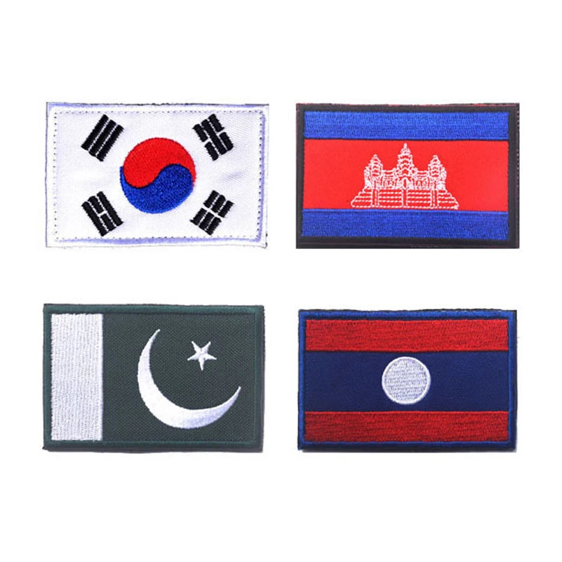 Нашивки с вышивкой Корея Япония Сингапур Турция Пакистан Вьетнам Индия Лаос