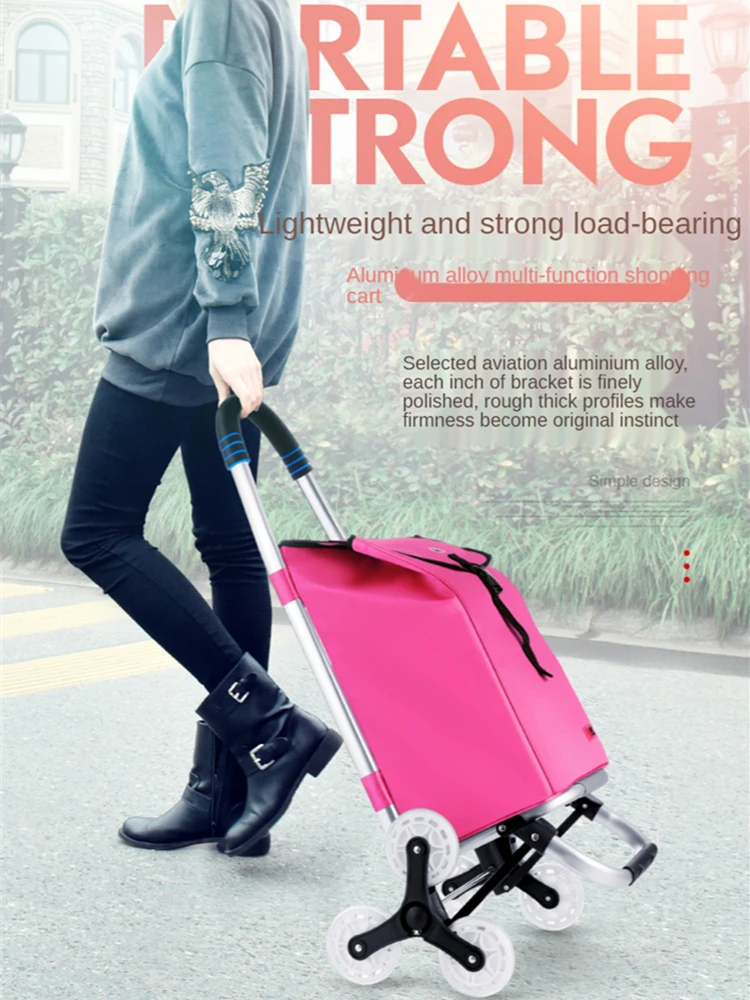 

LISM Shopping Grocery Foldable Cart with Extra Large Shopping Bag Laundry Utility Cart Stair Climbing Trolley