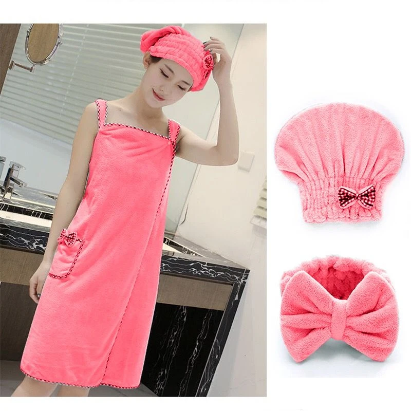 Домашняя флисовая юбка для купания Шапочка-полотенце душа повязка волос