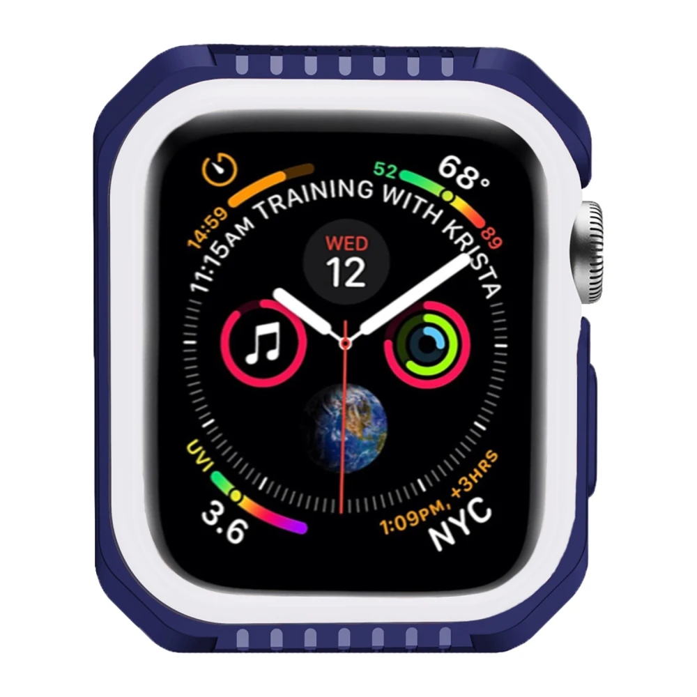 Blue White Жесткий защитный чехол из силикона и поликарбоната для Apple Watch 5, 4, 40 мм, 44 мм, защитный чехол-бампер для iWatch Band Series 3, 2, 1, 38 мм, 42 мм - Цвет: Blue White