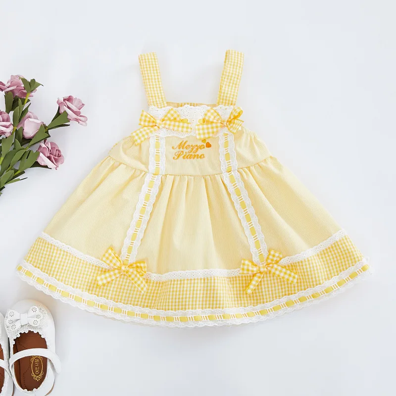 2020 Summer New Princess Suspender Girls Bowknot Dress Embroidered ChildrenS Pure Color Princess Birthday dress