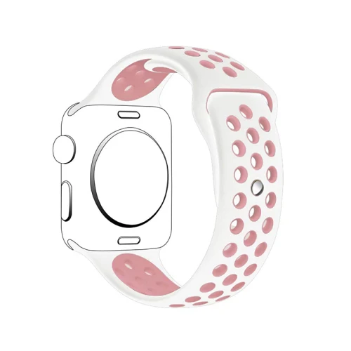 white pink 1 Спортивный ремешок для часов для apple watch группа 4 5 44 мм 40 мм, 42 мм, 38 мм, версия наручных часов iwatch, браслет series 5/4/3/2/1 силиконовый ремешок для часов с резиновой лентой - Цвет ремешка: white pink 1