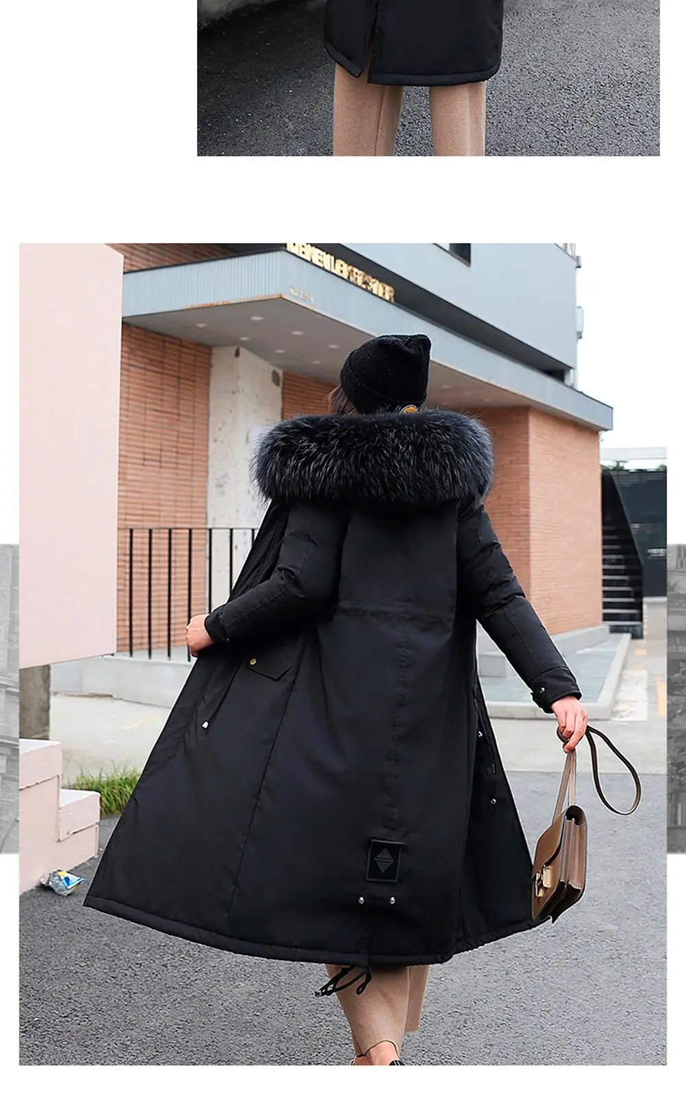 PinkyIsBlack-30 градусов, одежда для снежной погоды Длинные парки зимняя куртка Для женщин с меховым капюшоном Костюмы женский Меховая подкладка Толстое Зимнее пальто Для женщин