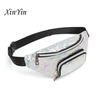 Поясная Сумка женская, из искусственной кожи, с блестками