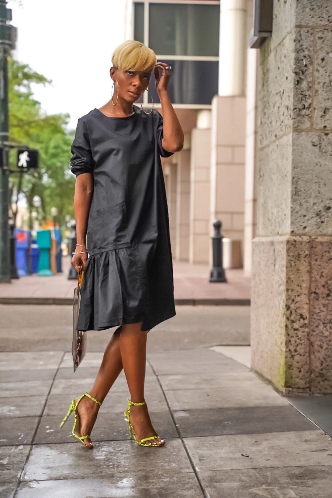 

Женское свободное платье средней длины, однотонное Повседневное платье с длинным рукавом и круглым вырезом