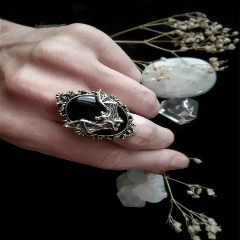 Оригинальная готическая Черная камня искусственная регулируемая летучая мышь