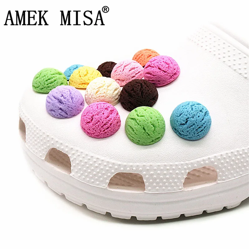 Simulation ice cream ball Shoe Accessories 2020 Novel Shoe Buckle Charms Resin Croc Shoe Decoration fit jibz Kids Party Gifts