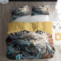 helengili 3d bedding set wolf print duvet cover set lifelike bedclothes with pillowcase bed set home textiles l 14
