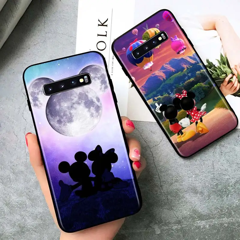 Mickey Minnie cute for Samsung Galaxy S22 S21 Ultra Plus Note 20 10 9 8  S10 S9 S8 S7 S6 Edge Plus Black Soft Phone Case
