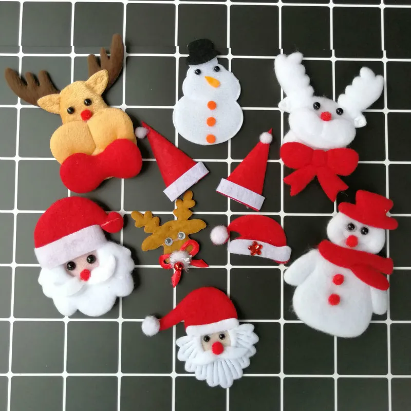 

2pcs Cartoon Santa Claus Snowman Elk Christmas Hat Decoration Ornaments Cloth DIY Christmas Decorations Gift Pendant Accessories