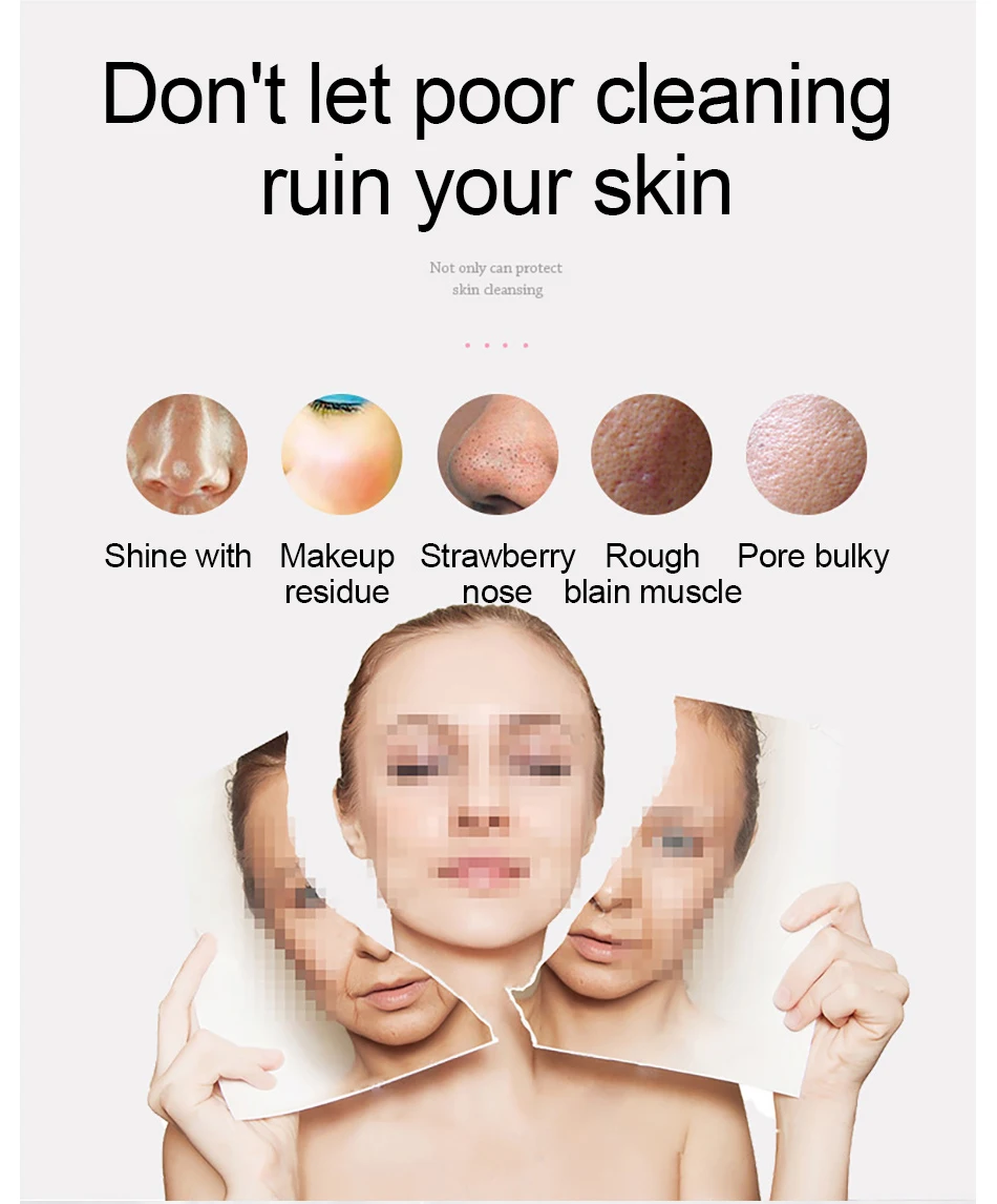 Электрическая Очищающая щетка ультразвуковая Вибрация глубокое очищение черных