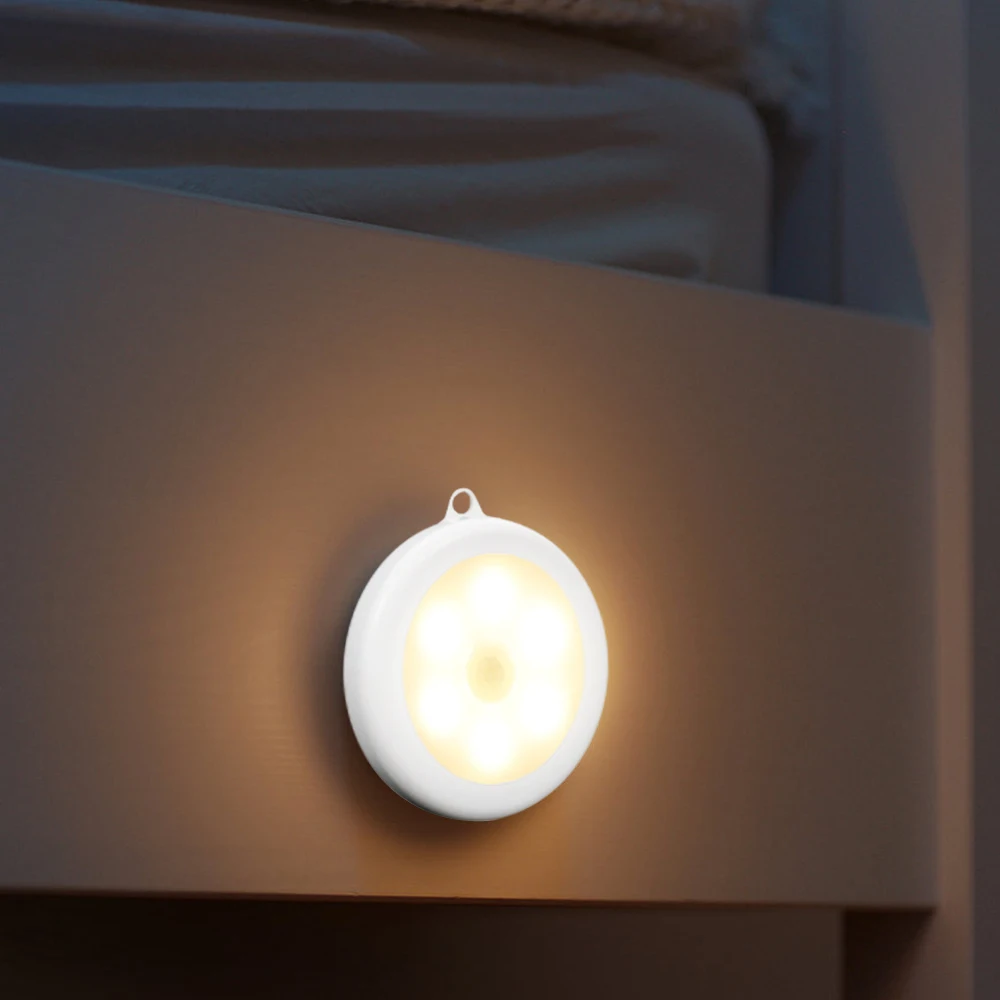 1/3/6pcs 6 LEDs Motion Sensor Cabinet Light Dia 80mm Wireless Detector Auto On/Off Lamp Protect Eye New | Освещение