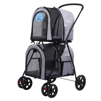 lightweight folding double pet stroller dog detachable separation cat cage four round outdoor travel
