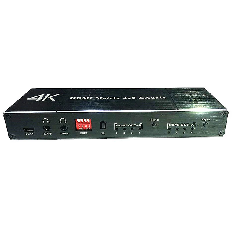 

2.0 HDMI Matrix 4x2 4K HDR Switch Splitter 4 In 2 Out Optical SPDIF + 3.5mm Jack Audio Extractor HDMI Switcher
