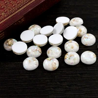 new fashion 40pcs 8mm 10mm 12mm white colors built in metal foil flat back resin cabochons cameo