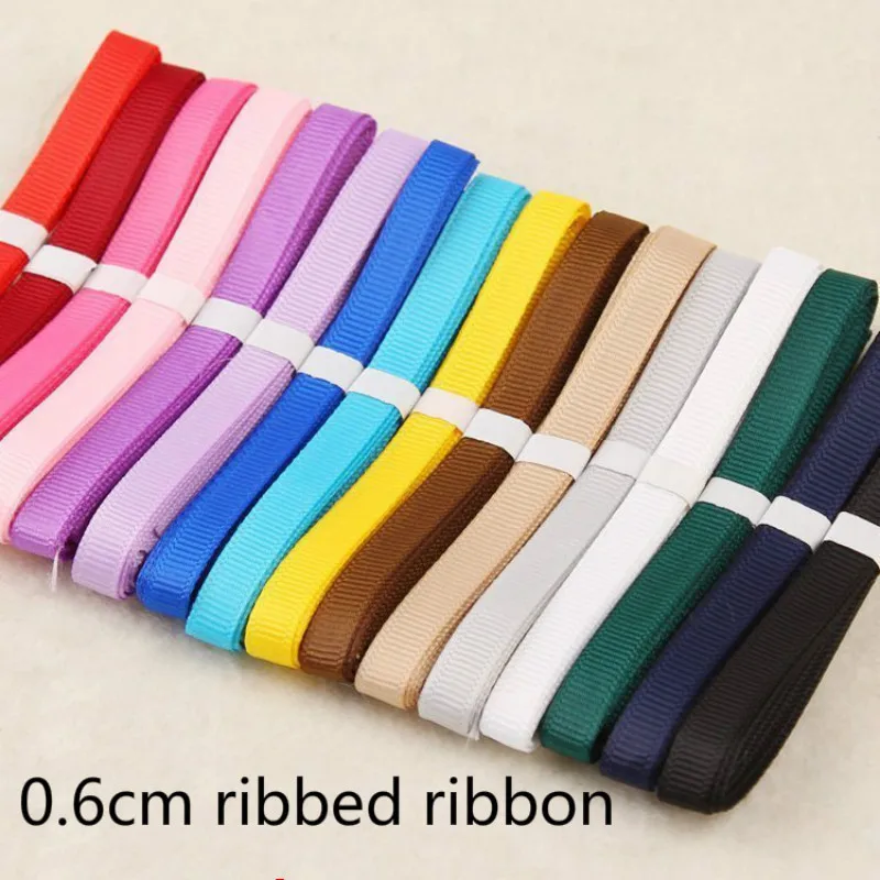 (5 м/лот) 6 мм Grosgrain лента простые цвета Ребристый пояс DIY Ручная работа ювелирные