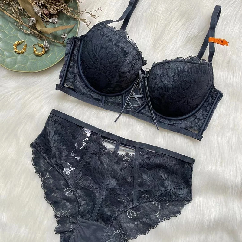 Комплект женского кружевного нижнего белья с чашками пуш-ап B C D | Женская одежда