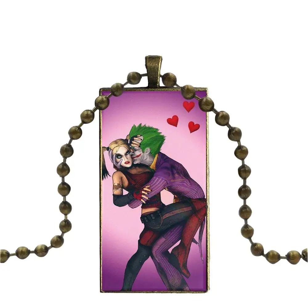 Joker And Harley Quinn стеклянный кабошон чокер подвеска прямоугольное ожерелье стальное