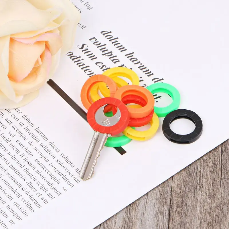 10Pcs Bright Colors Hollow Silicone Key Cap Covers Topper Keyring Rings Car House Case |