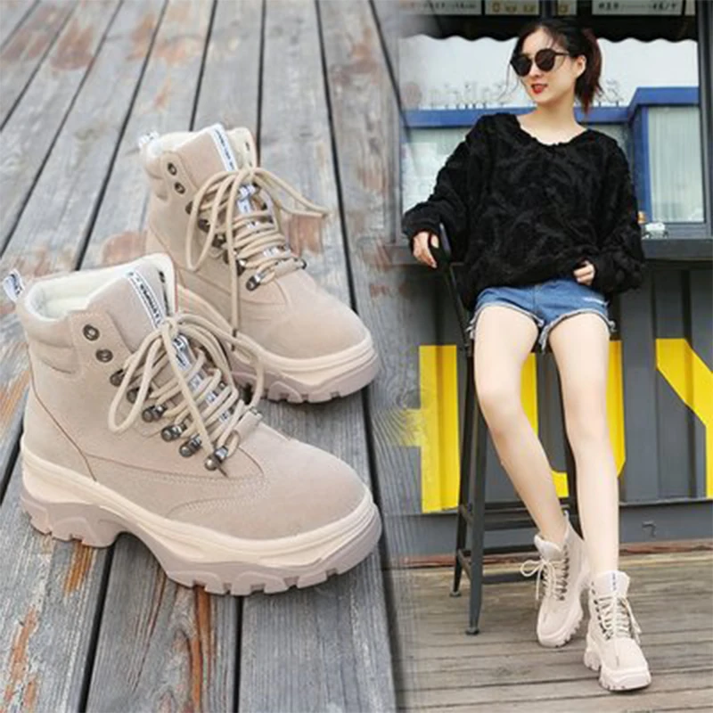 Новинка 2020 женские зимние кроссовки теплые меховые массивные плюшевая