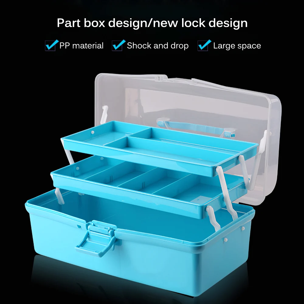 

Fishing gear accessories storage box portable fishing line hook box multifunctional plastic three-layer fishing tool box