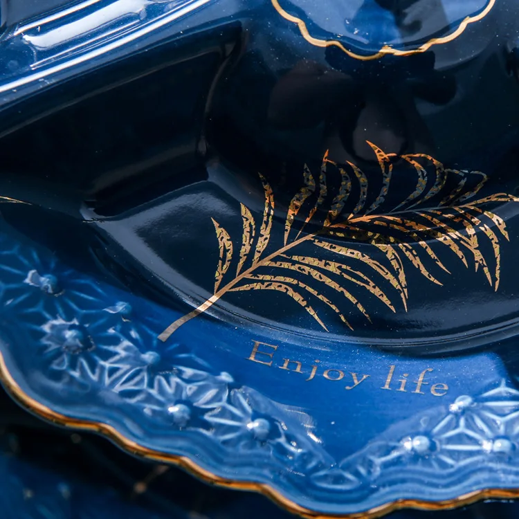 Креативная легкая Роскошная двухслойная керамическая тарелка домашняя гостиная