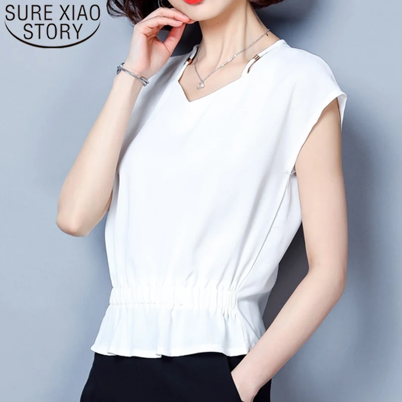Женская блузка с коротким рукавом и v-образным вырезом элегантная тонкая