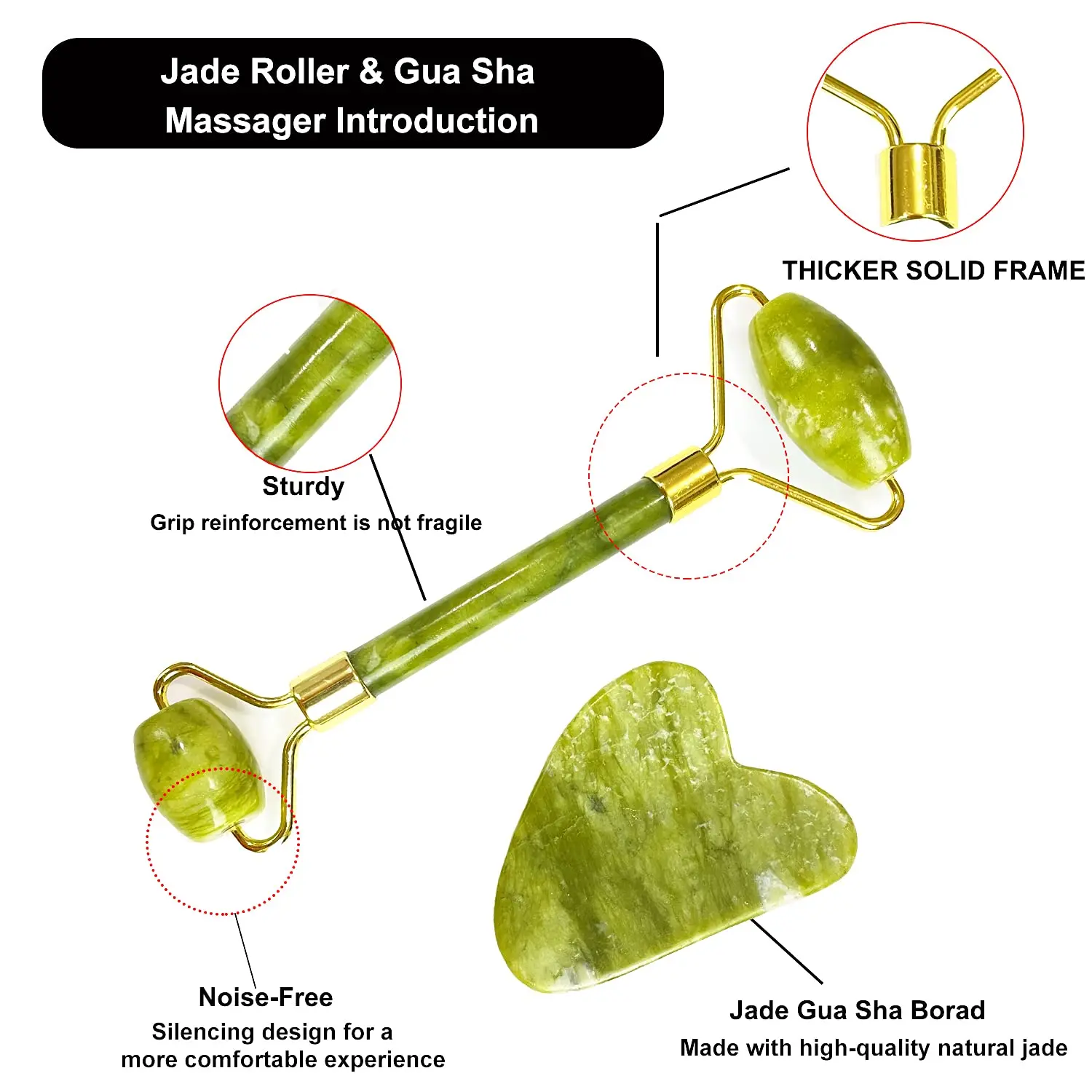 Натуральный нефритовый ролик из розового кварца и набор инструментов для