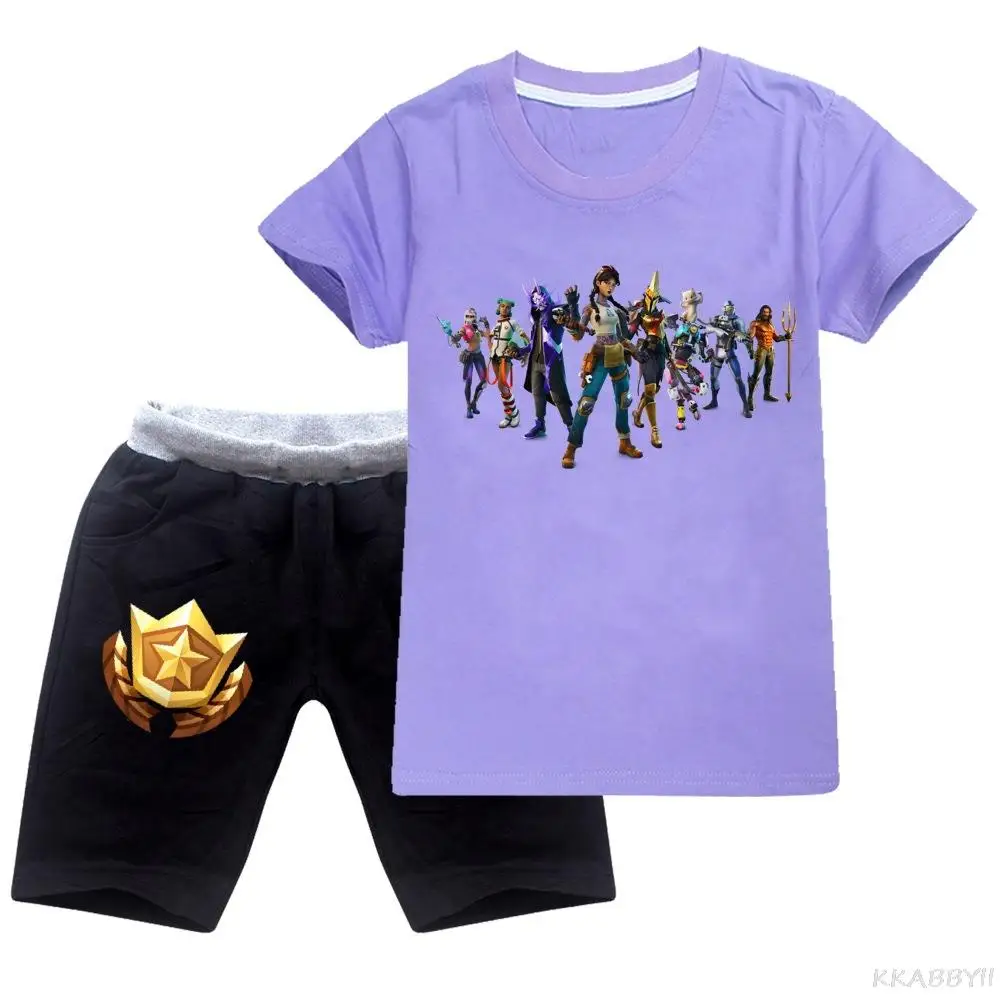 Комплект одежды для девочек Fortnites Детская летняя футболка трусики маленьких