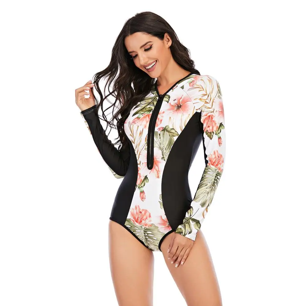 

Summer Sexy Long Sleeve Swimwear Women One Piece Swimsuit Rashguard Bathing Surfing Retro Swim Suits Maillot De Bain Monokini