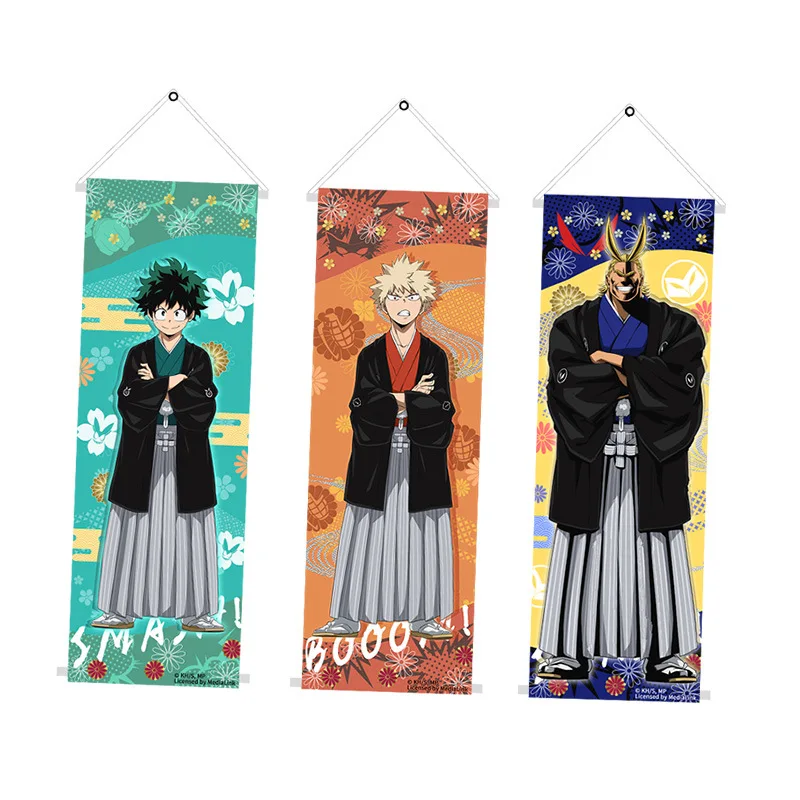 

Japanese Anime My Hero Academia Izuku Midoriya Paintings Fabric Cloth Poster Wall Scroll Bakugou All Might Hanging Wall Decorat
