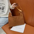 Повседневная флисовая сумка через плечо с подвеской в виде медведя, Женская однотонная сумка, модная Изысканная сумка для покупок