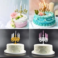 1set candelabra candle holder birthday cake topper wrappers with candles for christmas weddings home party decorating supplies