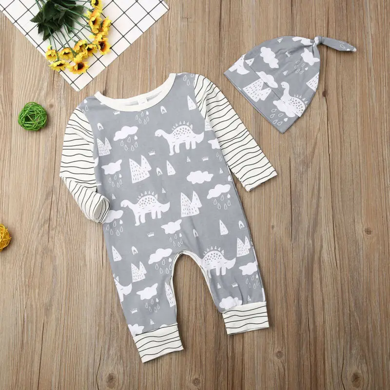 Комбинезон с длинным рукавом для младенцев в полоску | Мать и ребенок