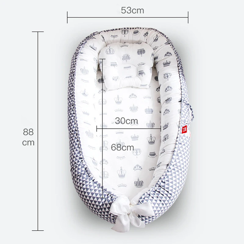 Детская кроватка с подушкой переносная дорожная кровать Младенческая Колыбель