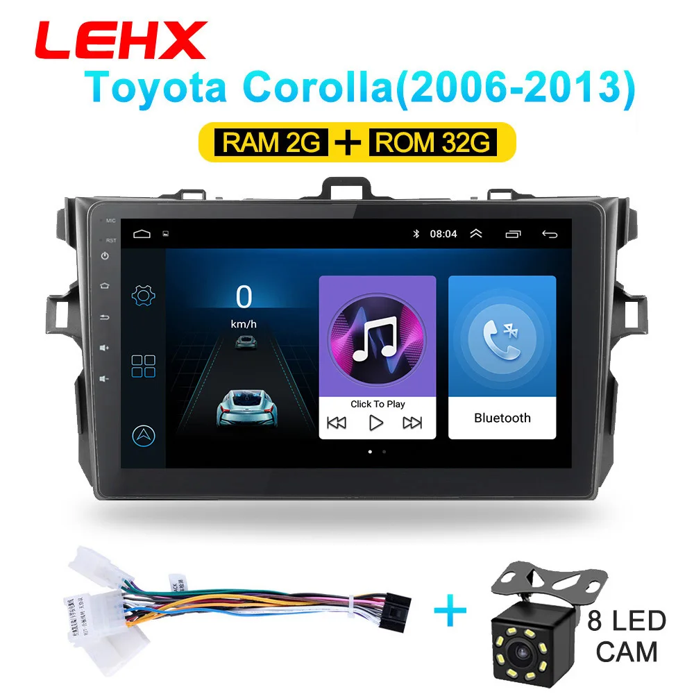 LE932A-small-cam LEHX автомобильный Android 8,1 Радио мультимедийный плеер навигация gps для Toyota Corolla E140/150 2006 2007-2013 навигация wifi - Цвет: LE932A-small-cam