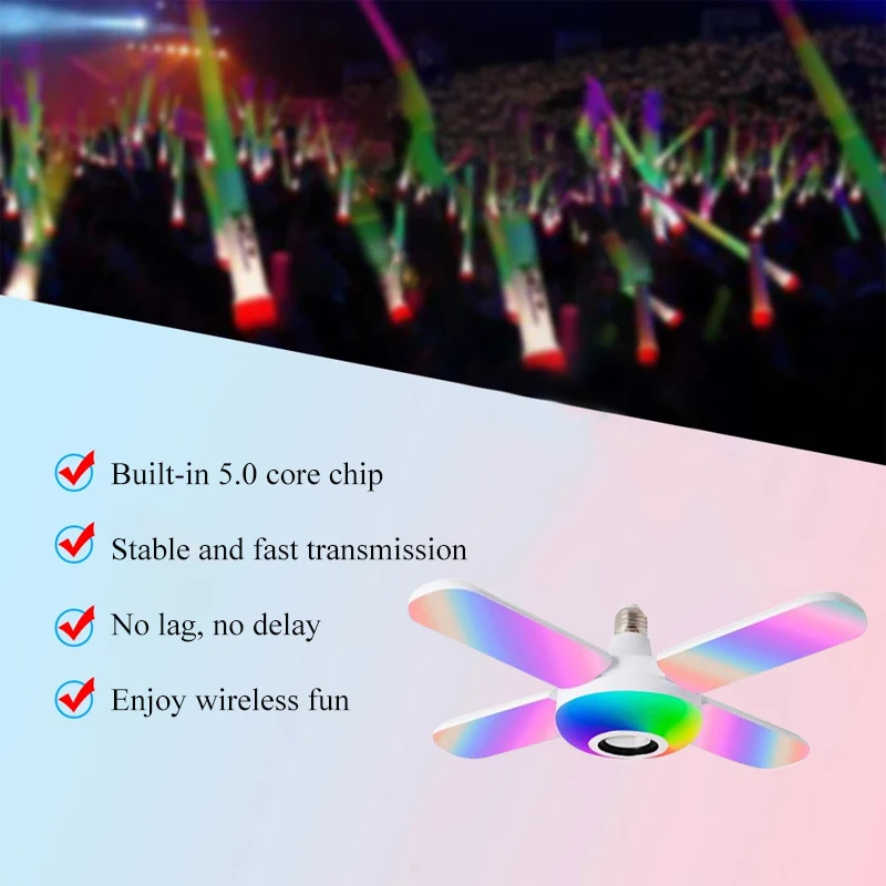 

50W Remote Control Bluetooth 4 In 1 Music Light LED Smart Speaker Folding E27 Bulb Light RGB Dimming Stage Atmosphere Light