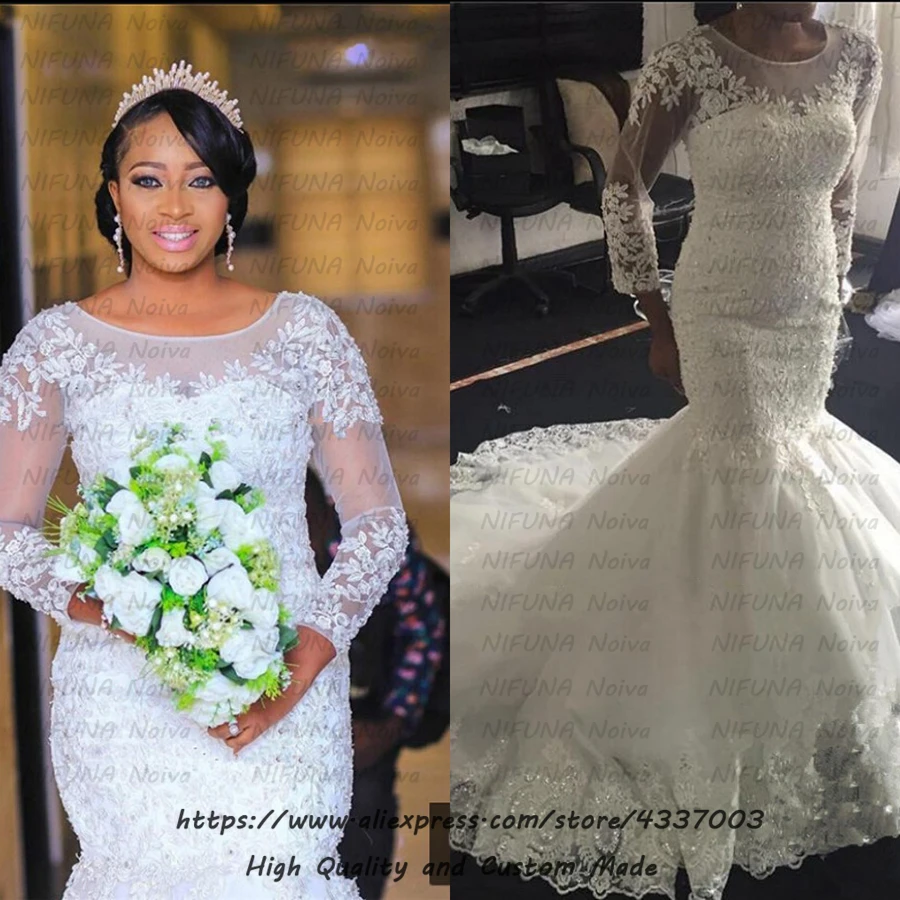 Сексуальное свадебное платье русалки с длинным рукавом 2021 арабское невесты