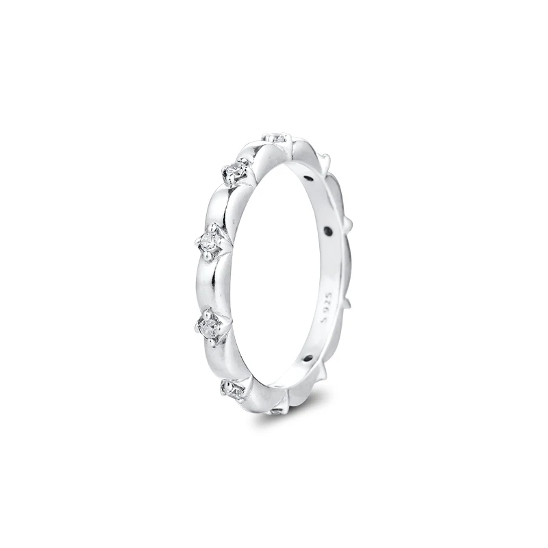 QANDOCCI цветок лепестки браслет кольца 100% Аутентичные стерлингового серебра 925