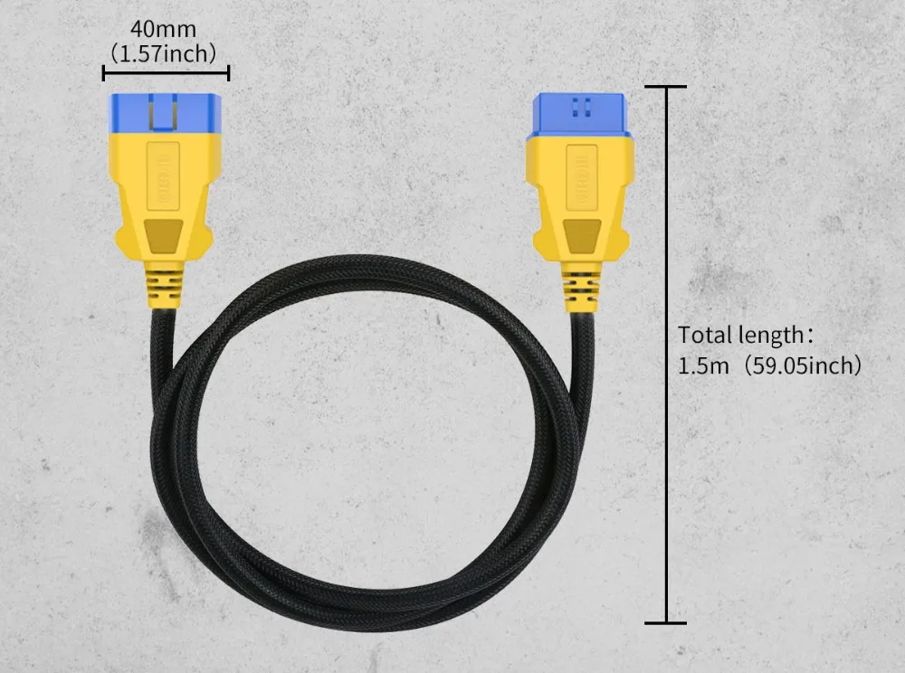 Autool obd2 kabel 150cm 1m 1 zu 3 konverter adapter obdii verlängerung kabel verstärktes kabel kabel zum starten easydiag golo elm327 – Detail 8