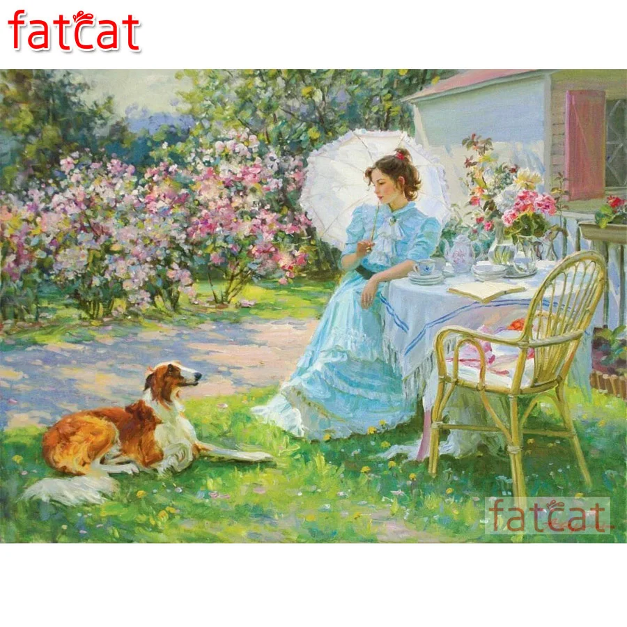 FATCAT садовая Алмазная картина для девочек и собак полностью квадратная круглая