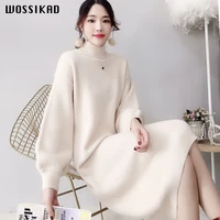 dress women solid color clothing birthday winter dress sweater korean dress elegant 2019 dropshipping robes ropa mujer bokep
