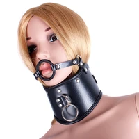 pu leather sexy collars for women fetish erotic neck collar with o ring mouth gag adult games sex toy sex product restraint tool