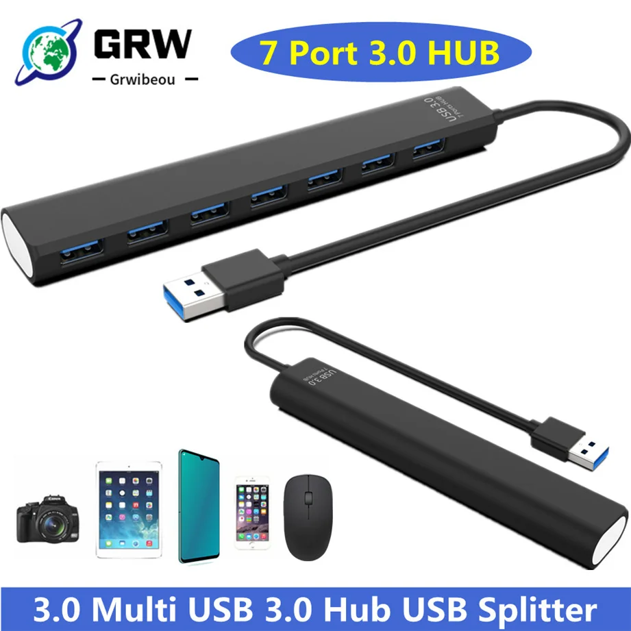 Grwibeou USB 3.0 7 Port 3.0 HUB Multi USB 3.0 Hub USB Splitter High Speed All In One For PC Computer MP3 Accessories USB 3.0 HUB
