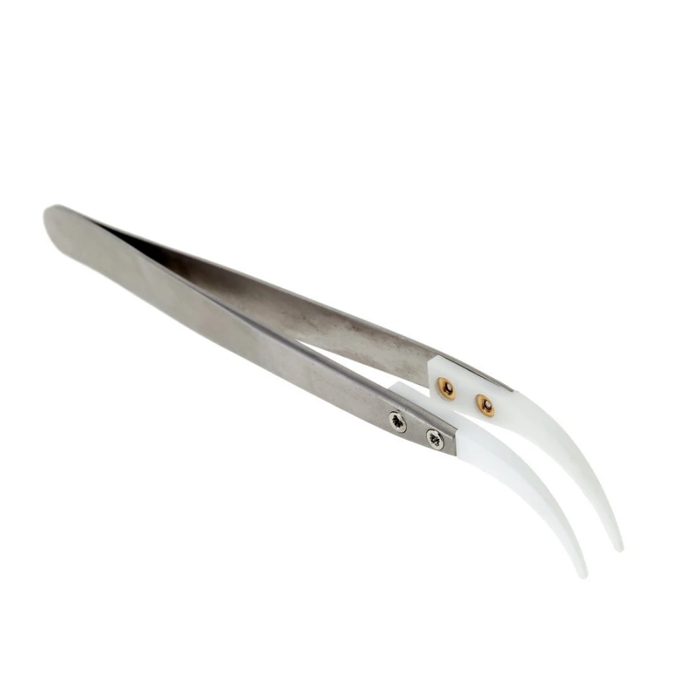 

1PC Precision Stainless Steel Ceramic Tweezers Industrial Electronics Curved Straight Forceps Hand Repair Tools Tweezers
